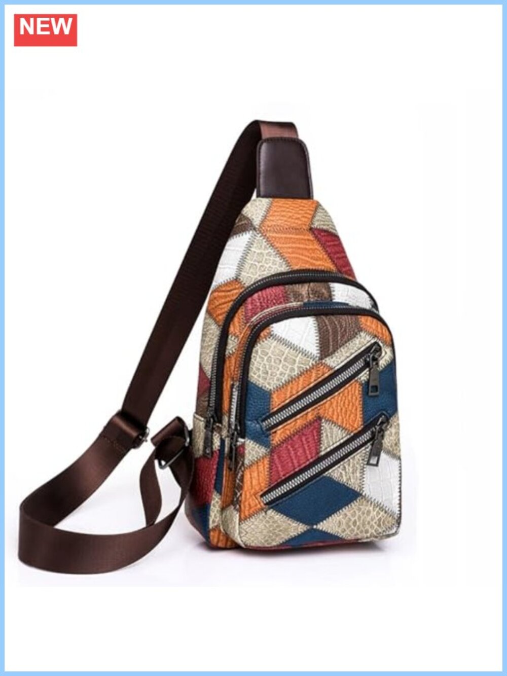 Small PU Leather Crossbody Chest Bag Sling Backpack for Women Travel Hiking